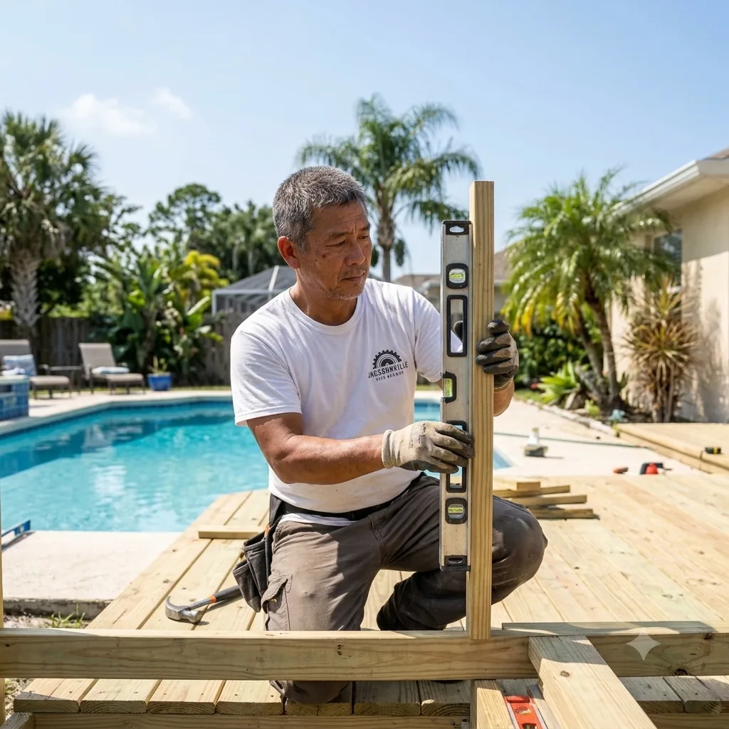 Composite deck building by Jacksonville Deck Builders